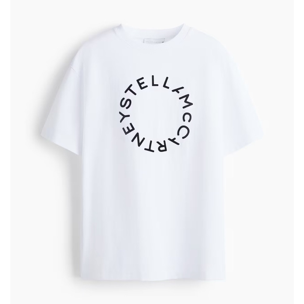 Stella McCartney White Tee with Black Circular Logo - Picture 5 of 5